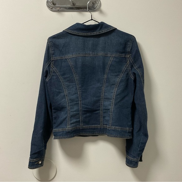 Blingy Baccini Rhinestone Slight Stretch Button Down Blue Jean Jacket! - Picture 6 of 10